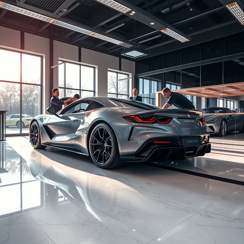Coche limpio con ceras premium
